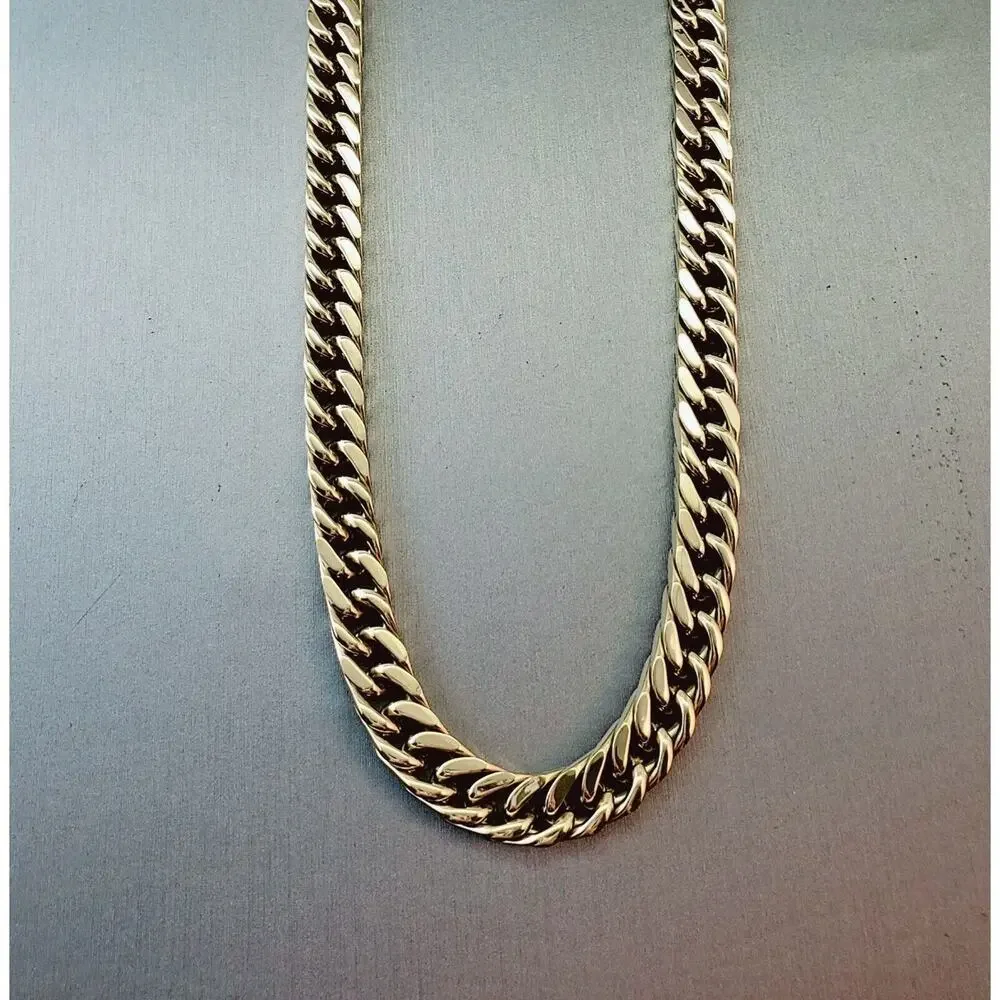 Gentlemen's Classics Heavy 10MM Curb Chain Necklace Gold IP Stainless Steel 24" - Picture 2 of 4